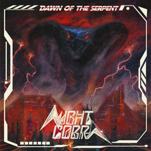 Load image into Gallery viewer, Night Cobra "Dawn of the Serpent"(White/Black Marble vinyl) LP - High Roller Records (2022)